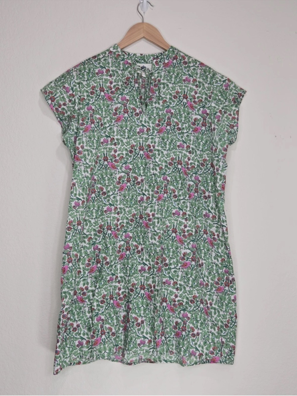 Pomegranate Floral Cotton Tassel Mini Summer Dress Made In India Size XL Womens